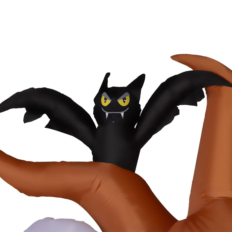 Close-up of the inflatable bat perched on top of the Outsunny Halloween tree