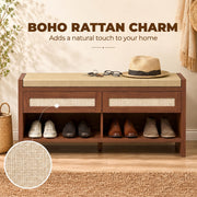 Cushioned seat cover in brown linen-style fabric