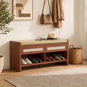 Dimensions overview of the hallway shoe storage bench
