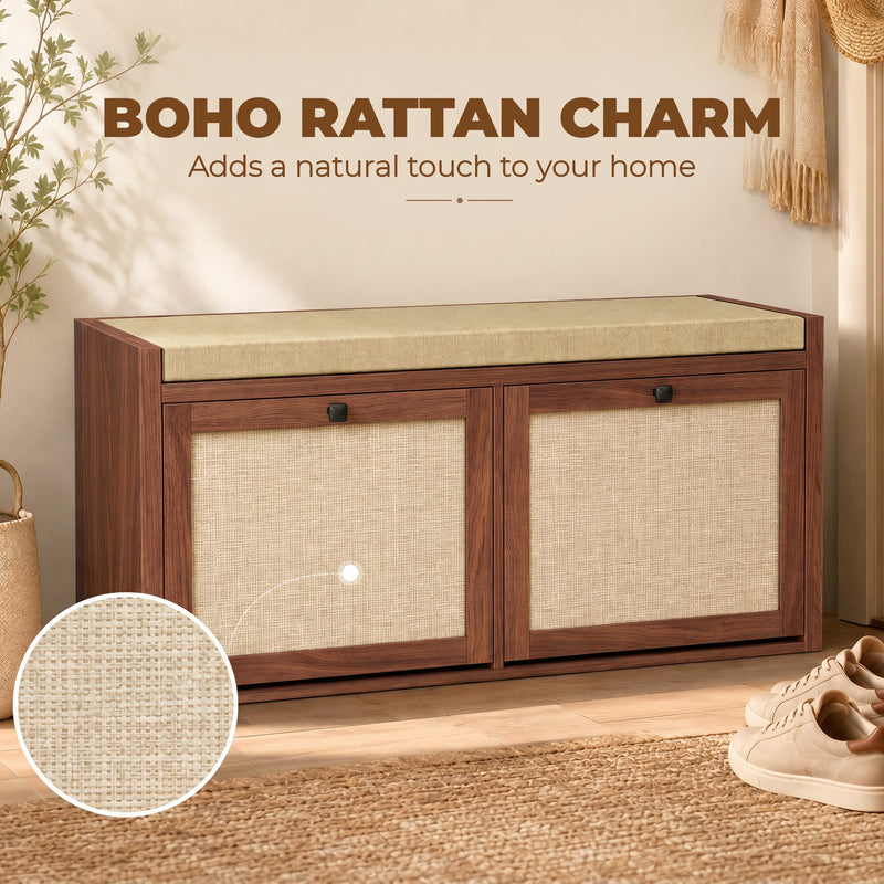 Close-up of the natural rattan cabinet doors