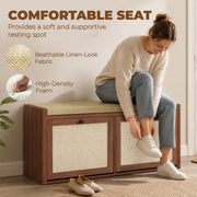 Side view of the shoe bench showing overall height