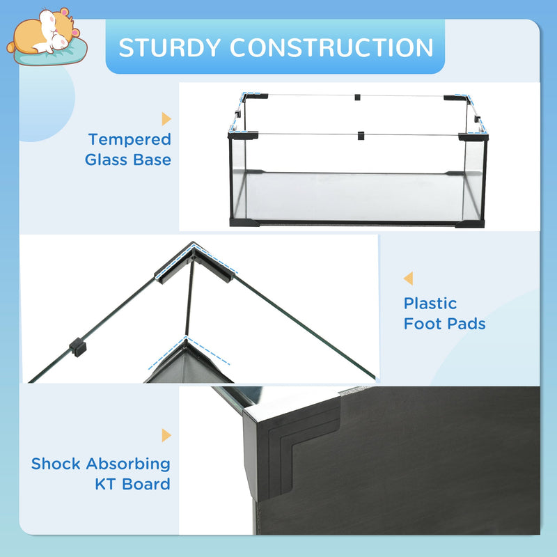 Close-up of the tempered glass base, plastic foot pads and shock-absorbing board