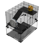 3D render of the hamster cage frame showing the ramp and platform layout