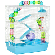 Pawhut light blue hamster cage for dwarf hamsters, studio product shot