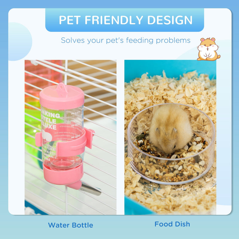 Close-up detail of the hamster cage base and tray