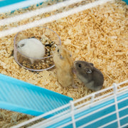 Close-up of the hamster cage door latch