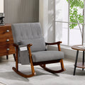 Wooden Frame Rocking Accent Chair With Padded Seat For Living Room Comfort, Grey