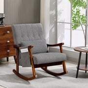 Wooden Frame Rocking Accent Chair With Padded Seat For Living Room Comfort, Grey