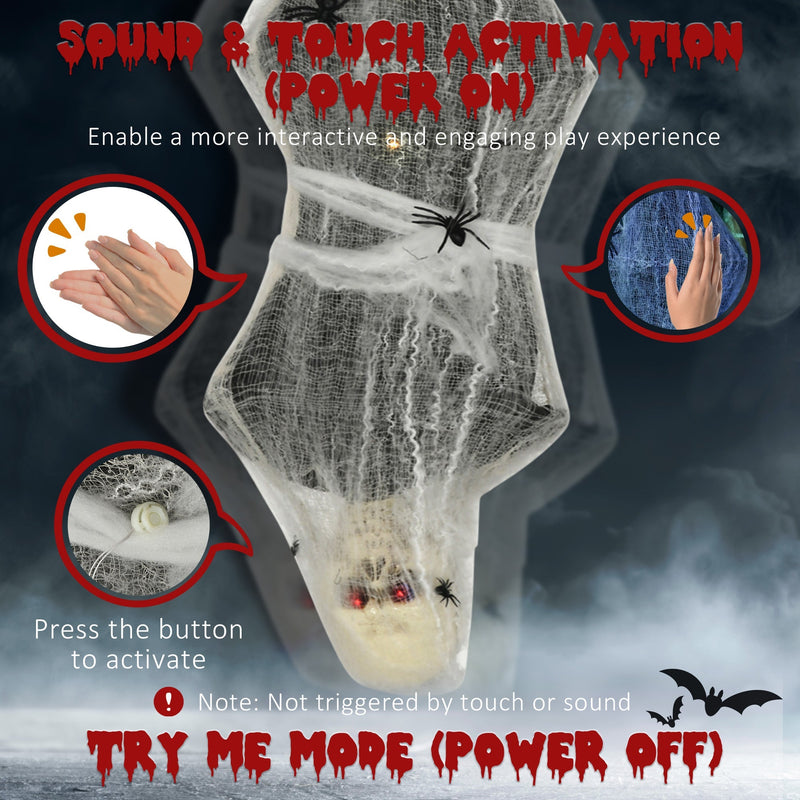Cocoon corpse prop showing the touch, loud sound and press button activation options