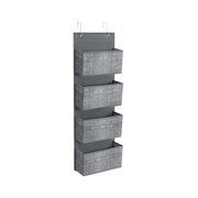 4-pocket hanging storage organiser with mounting hooks, studio shot on white background