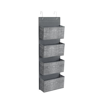 4-pocket hanging storage organiser with mounting hooks, studio shot on white background