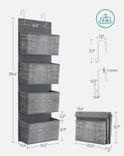Dimension diagram showing 100 cm total height, 33.5 cm width and pocket sizes