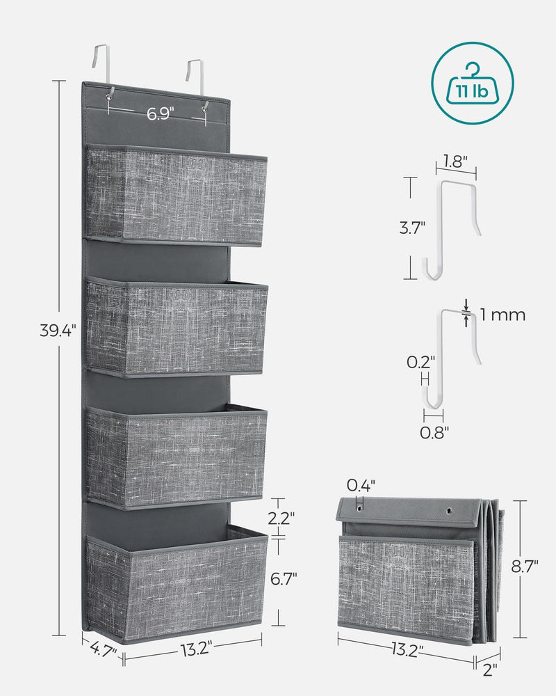 Dimension diagram showing 100 cm total height, 33.5 cm width and pocket sizes