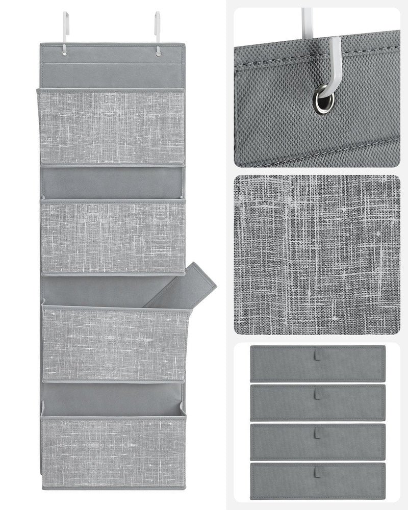 Close-up of the reinforced hook stitching, fabric texture and folded base panels