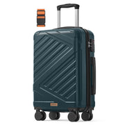 Front three-quarter studio view of the cabin case showing the diagonal ridged shell and side carry handle