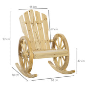 Natural Wooden Adirondack Rocking Chair Reclining Garden Armchair by Outsunny