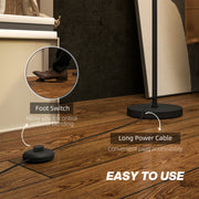 Modern Black Floor Lamp with Double Layer Shade and Foot Switch for Living Room