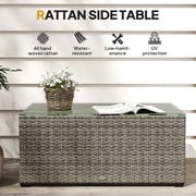 Dark Grey Rattan Side Table With Glass Top 90 x 50cm by Outsunny