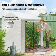 Two-Room Walk-In Greenhouse with Roll-Up Door & Mesh Windows – 140 x 200cm Outsunny