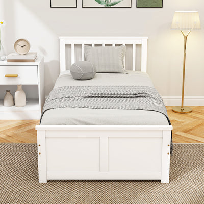 Wooden Single Bed Frame with Storage Drawers Ideal for Kids or Guest Rooms White
