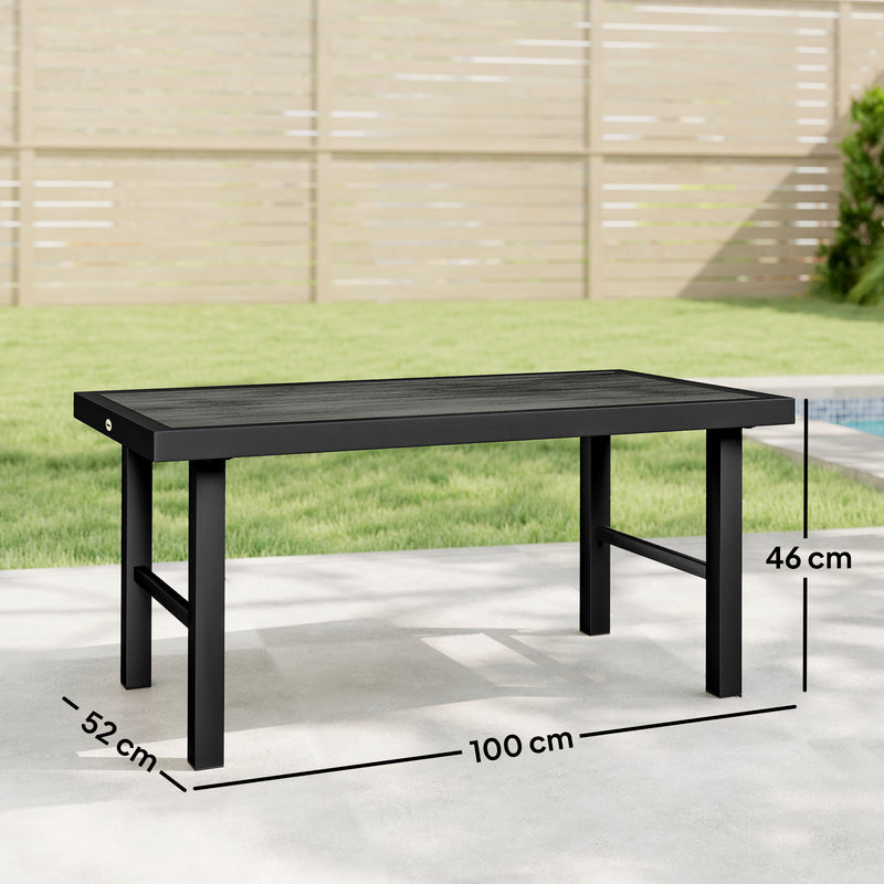 Outdoor Coffee Table with Spacious Wood Effect Top for Garden or Patio Dark Grey
