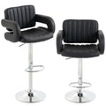 Adjustable Bar Stools with Padded Armrests for Comfortable Kitchen Seating Set of 2 Black AOSOM