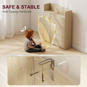 Extendable Dining Table with Storage Shelves for Small Spaces Oak and White AOSOM