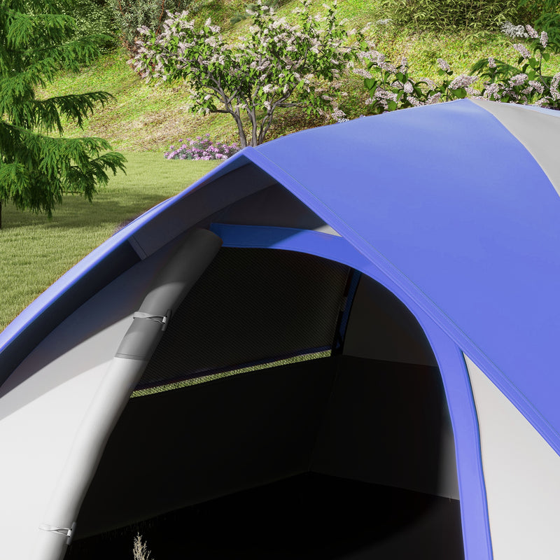 2 Person Waterproof Camping Tent with Muddy Shoe Panel and Mesh Window Grey and Dark Blue