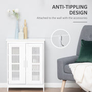 White Freestanding Bathroom Floor Cabinet With Shelves For Towels And Toiletries Storage