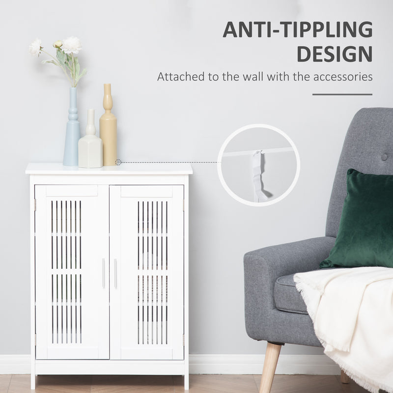 White Freestanding Bathroom Floor Cabinet With Shelves For Towels And Toiletries Storage