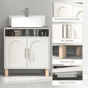 Under Sink Bathroom Cabinet Freestanding Storage Unit for Non Pedestal Basin, Cream White