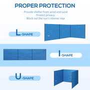 4 Pole Camping Windbreak With Steel Frame and Carry Bag For Beach or Caravan Use Blue AOSOM