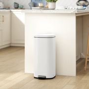 30L Pedal Bin with Soft Close Stay Open Lid and Removable Inner Bucket for Kitchen Cream