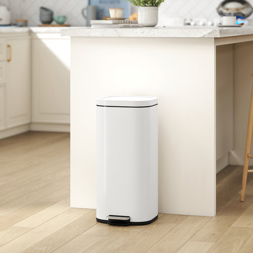 30L Pedal Bin with Soft Close Stay Open Lid and Removable Inner Bucket for Kitchen Cream