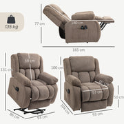 Electric Recliner Chair with Massage Heat and Lift Assist for Easy Relaxation Light Brown AOSOM