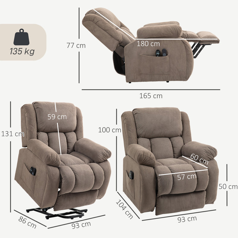 Electric Recliner Chair with Massage Heat and Lift Assist for Easy Relaxation Light Brown AOSOM