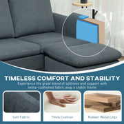 Corner Sofa with Reversible Chaise Lounge 3 Seater Corduroy Fabric Charcoal Grey by HOMCOM