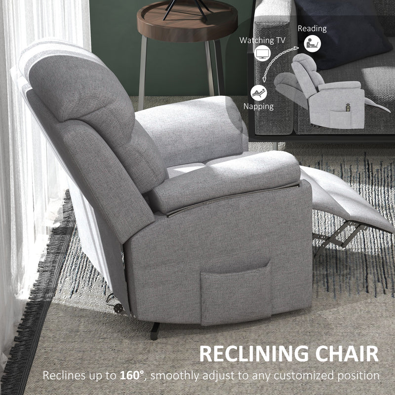 Electric Riser Recliner Armchair with Remote and Side Pockets for Elderly Comfort Grey