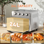 24L Silver Air Fryer Oven 1600W Oil Free Cooking with Timer Touch Screen by HOMCOM