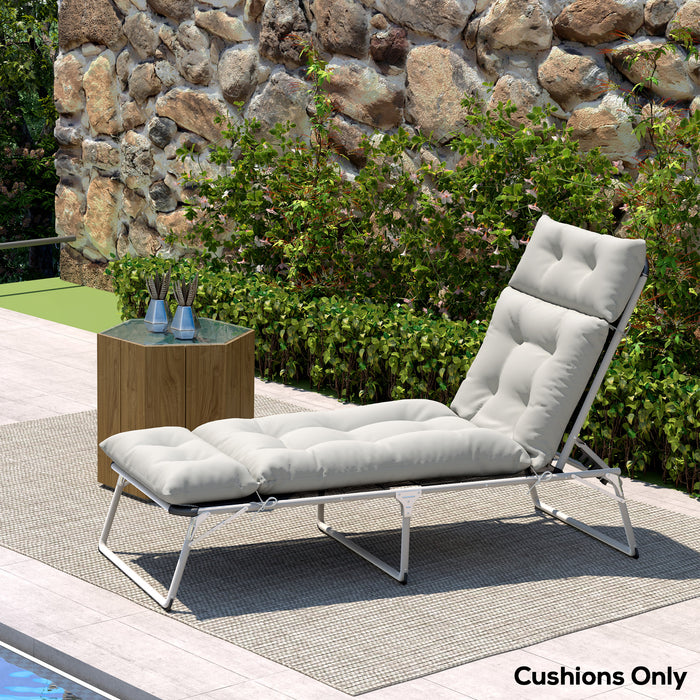 Light Grey Sun Lounger Cushion 190x56x10cm Thick Garden Chair Pad with UPF20+ Fabric by Outsunny