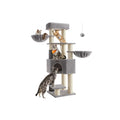 Feandrea heavy-duty cat tower in dove grey and cream, studio shot of the full tower