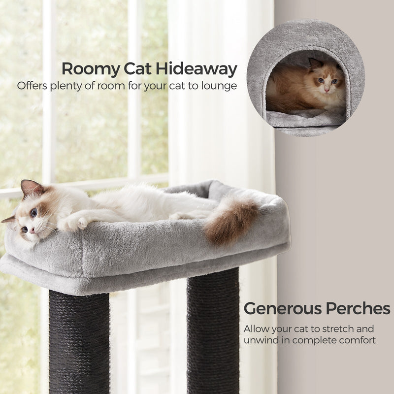Cat tree dimensions diagram showing 50 x 50 x 160 cm size