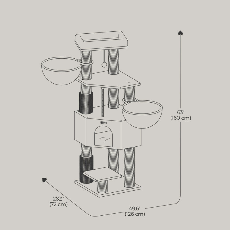 Sisal-wrapped scratching post detail on the Feandrea heavy duty cat tree
