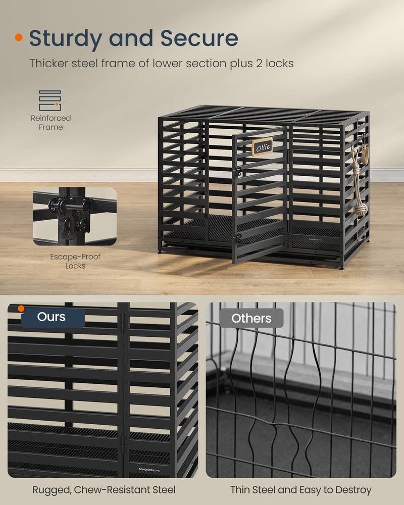 Dog crate with top door open for easy access