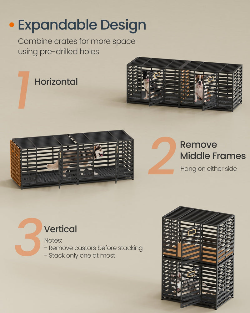 Slide-out cleaning tray removed from base of dog crate