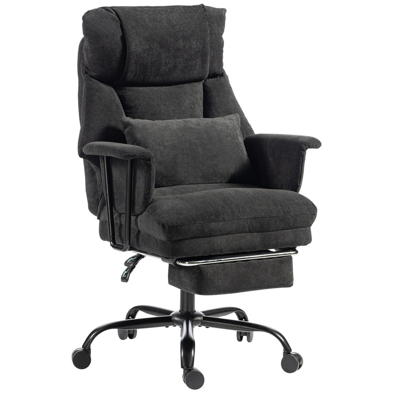 Homcom heavy duty office chair in black linen-look fabric with padded armrests and headrest