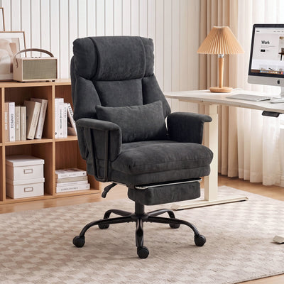 Homcom office chair in a home office beside a desk with monitor and lamp