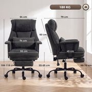 Dimension diagram of the Homcom office chair showing seat, back and armrest measurements