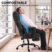 Diagram showing the office chair's neck, back, lumbar and hip support points