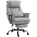 Homcom heavy duty office chair in grey linen-look fabric, studio shot with footrest extended